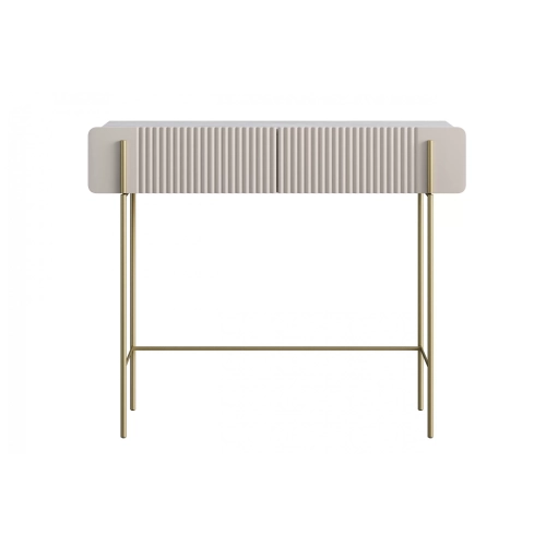 Toaletka Malmi 100 cm z szufladami - kaszmir / crema bianca / złote nóżki